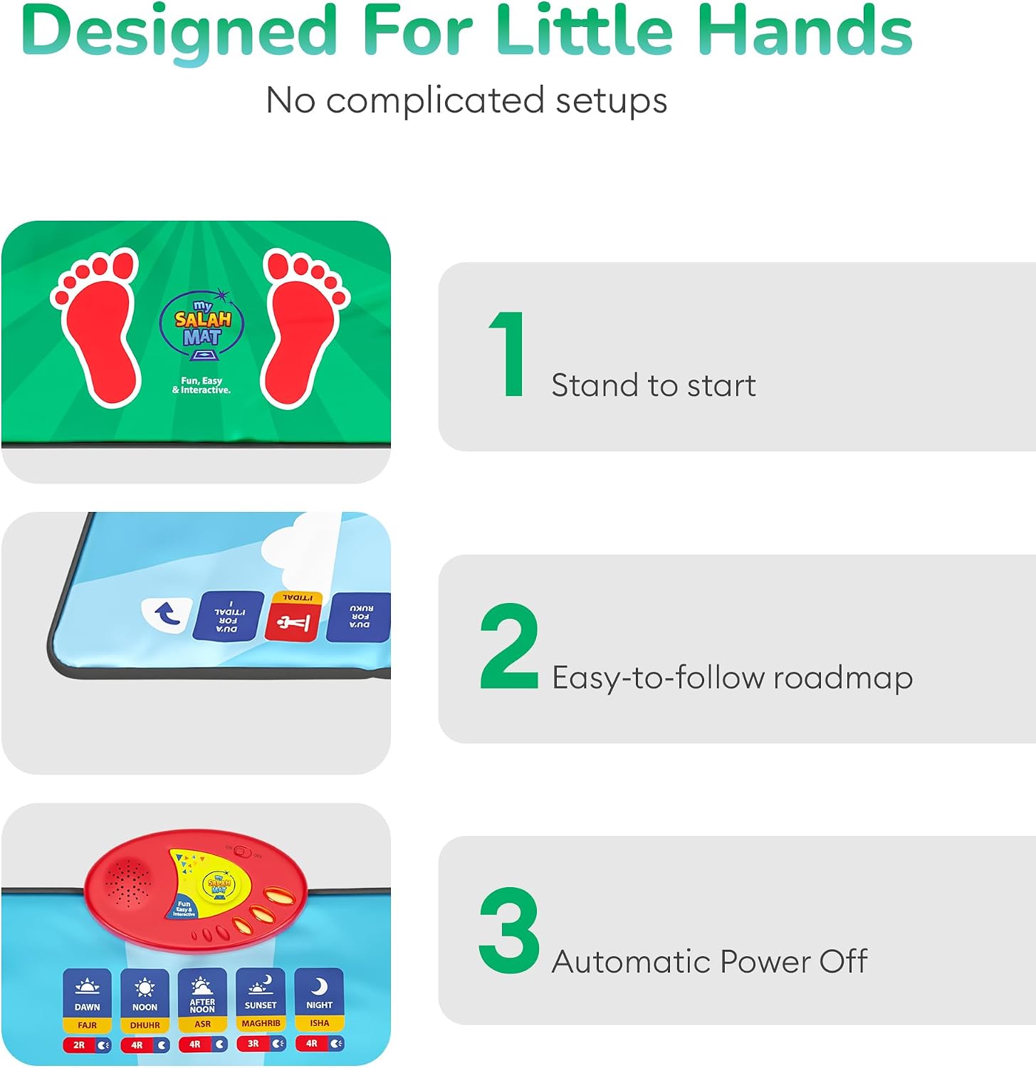Kids Electronic Muslim Prayer Mat , Interactive Islamic Learning Rug with Quran Surahs, Adhan, Duas & Salah Guidance