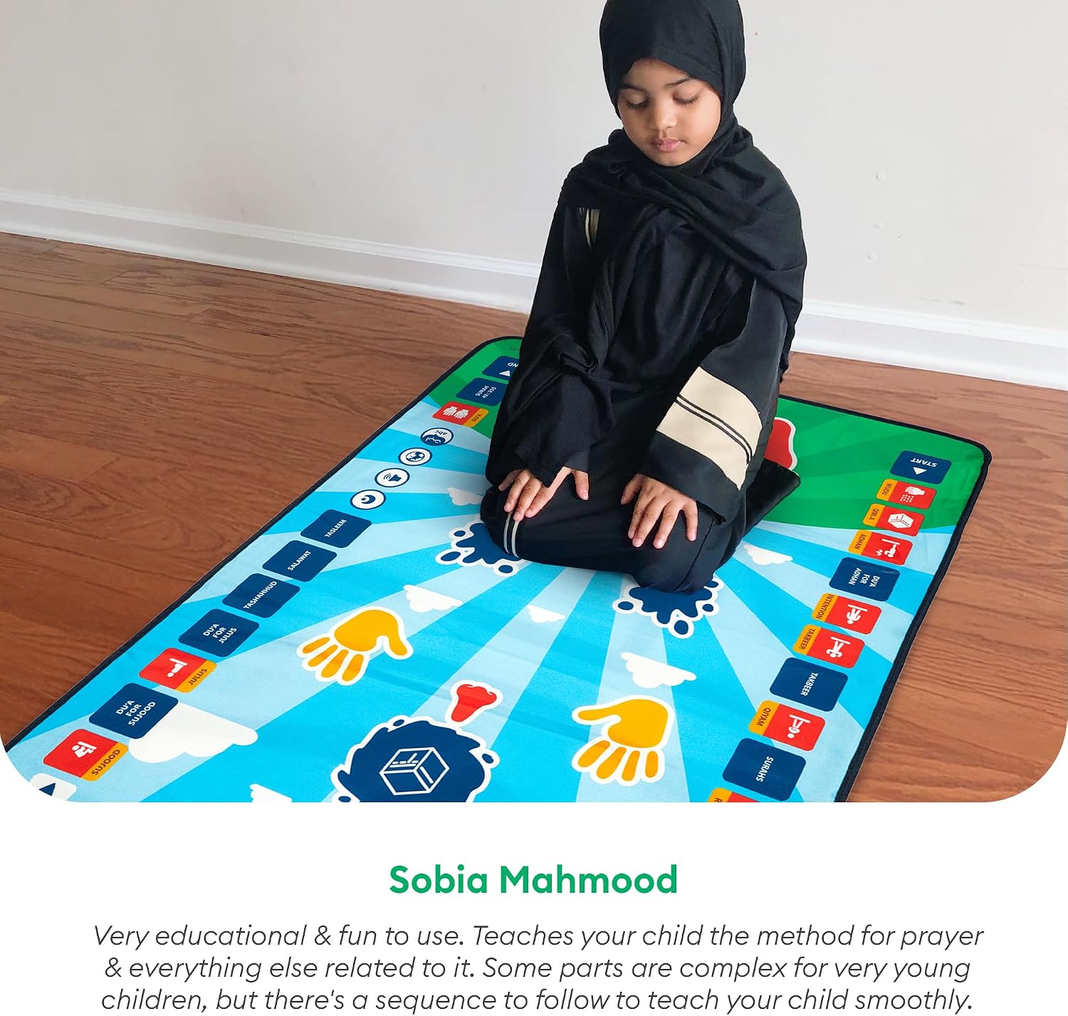 Kids Electronic Muslim Prayer Mat , Interactive Islamic Learning Rug with Quran Surahs, Adhan, Duas & Salah Guidance