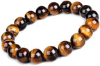 Natural Tiger’s Eye 8mm Gemstone Bracelet – Elegant Stretch Beaded Wristband for Men & Women