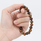 Natural Tiger’s Eye 8mm Gemstone Bracelet – Elegant Stretch Beaded Wristband for Men & Women