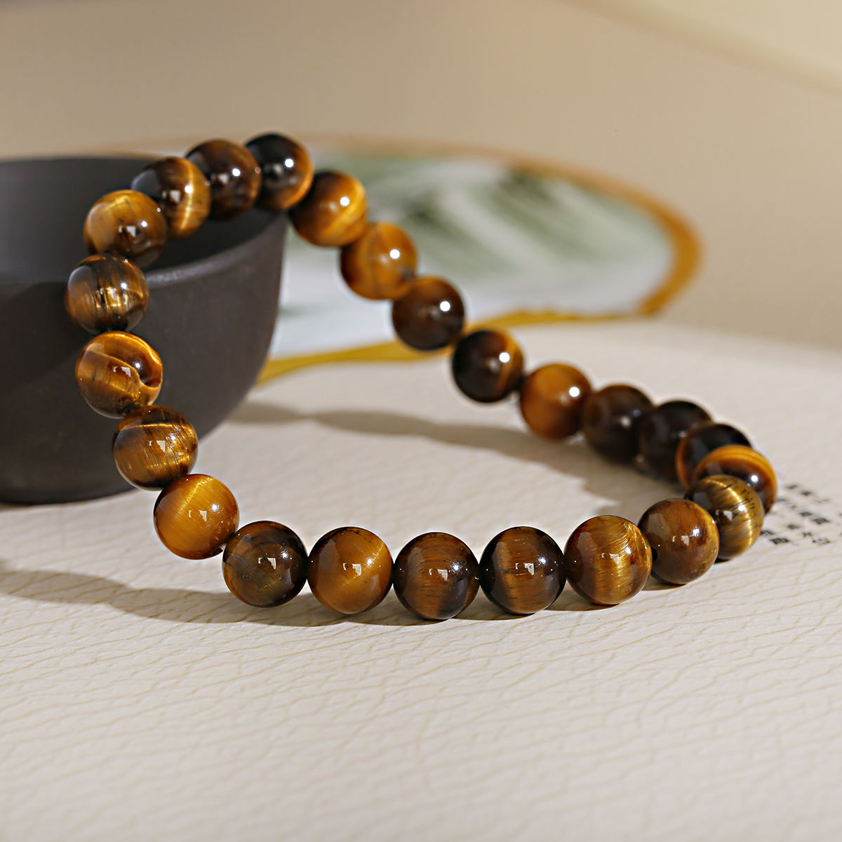 Natural Tiger’s Eye 8mm Gemstone Bracelet – Elegant Stretch Beaded Wristband for Men & Women