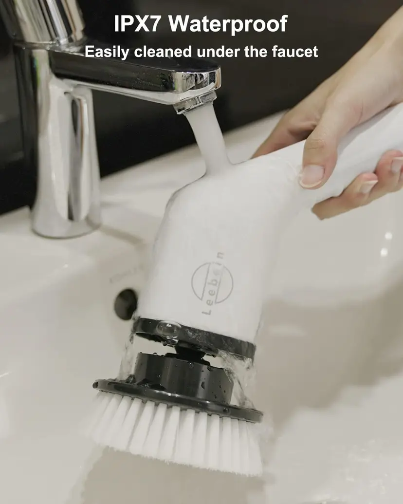 9-in-1 Electric Spin Scrubber with Adjustable Handle & 9 Brush Heads