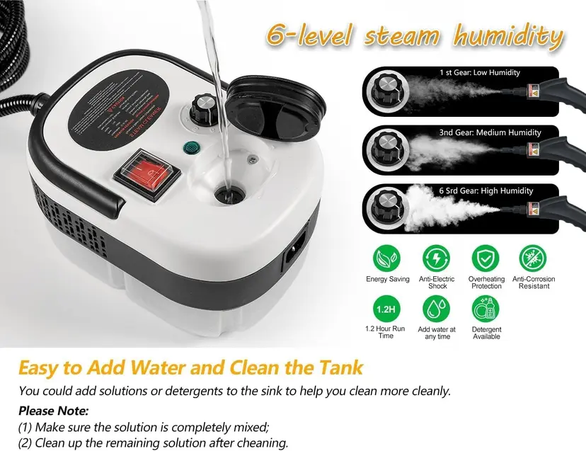 TB-961 Portable Handheld Steam Cleaner 2500W | 7-in-1 High Pressure